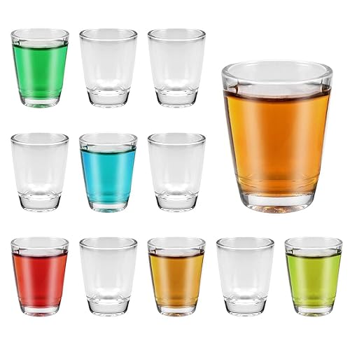 EUIEUT 12 Pack Shot Glasses Set, 32 ml Clear Shot Glasses Bulk Classic Shot Glass with Heavy Base for Cocktail, Whisky, Tequila, Vodka, Spirits, Liquor