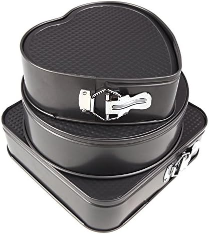 Nonstick 3 Bakeware Springform Cake Pans Tin Mould Mold Round Heart Square Shape