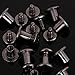 Round Flat Head Chicago Screws Buttons for Leather Crafting, 1/4 Inches (6mm) Repair Screw Post Fastener, Metal Nail Rivet Studs, Black Gunmetal, 30 Sets, Diameter 5/16 Inches (8mm)