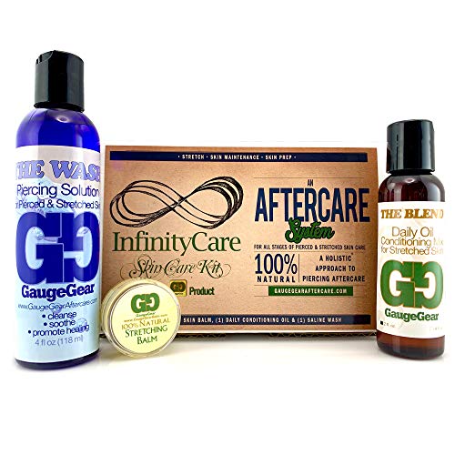 Gauge Gear Premium Stretched Ear Care Kit | Piercing Aftercare and Stretched Skin Care | Stretching Balm, Daily Oil
