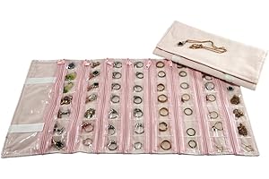 SCIKHEFT Travel Jewelry Roll Bag Portable Organizer Pouch With Grids&PVC Cover Storage Bags for Necklace, Bracelet, Bracelet,Ring, Badge, Pendant