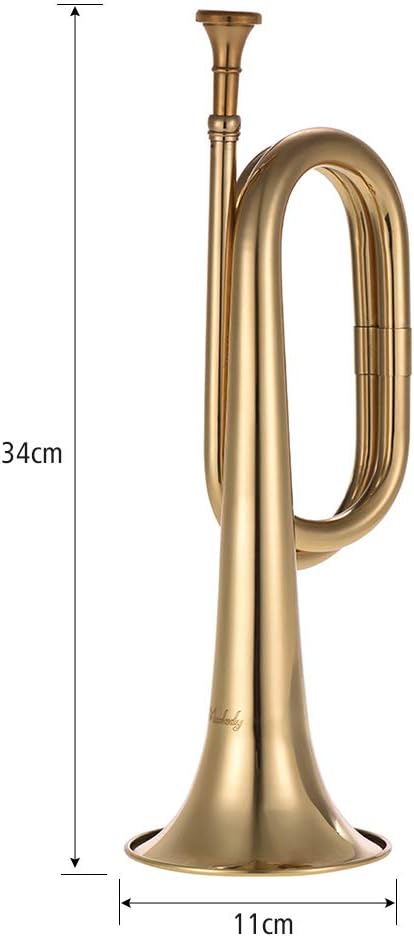 Muslady B Flat Bugle Call Trumpet Brass Cavalry Horn with Mouthpiece for School Band Cavalry Military Orchestra: Musical Instruments