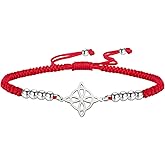 EUEAVAN Witch Knot Bracelet Irish Trinity Celtic Knot Bracelet Handmade Braided Rope Lucky Red String Bracelet Adjustable Beaded Couple Triquetra Wiccan Amulet Jewelry