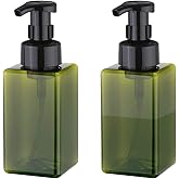 UUJOLY Foaming Soap Dispenser, 450ml (15oz) Refillable Pump Bottle Plastic for Liquid Soap, Shampoo, Body Wash (2 Pcs) (Green