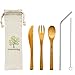 Reusable Bamboo Utensils Cutlery for Kids - 6 inch Travel Set, Bamboo Honey Spoon Fork Knife, 8.5 inch Stainless Steel Metal Straw with cleaning brush,To go Camping Lightweight Children Cutlery kit