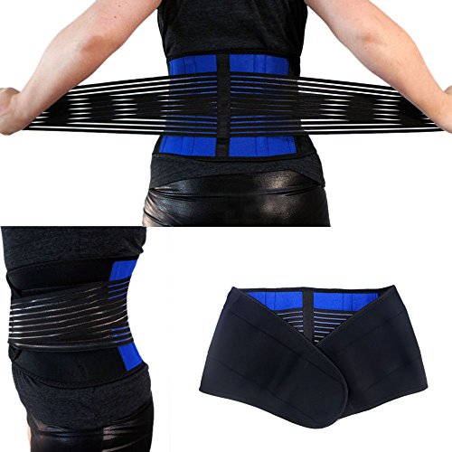 DOTASI Deluxe Neoprene Double Pull Lumbar Lower Back Support Brace Exercise Belt (L(Waist 34-38"))