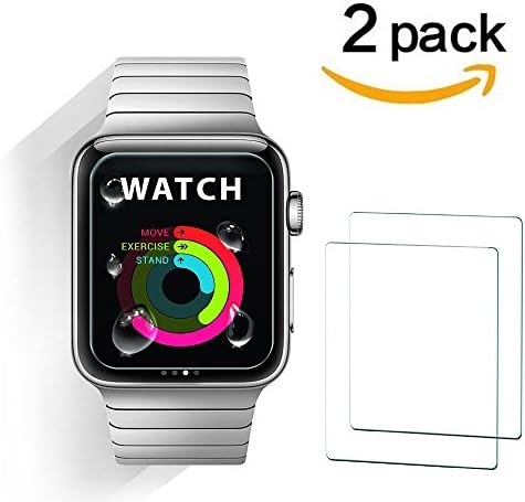 38mm Apple Watch Screen Protector, iMOMO 2-Pack Tempered Glass Screen Protector [Anti-bubble, Scratch Resistant], [Only Covers the Flat Area]