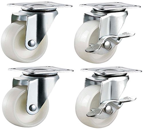 40mm Nylon Swivel Castors with Brakes - Furniture, Appliance & Equipment Wheels by Bulldog Castors - Max 100Kg Per Set