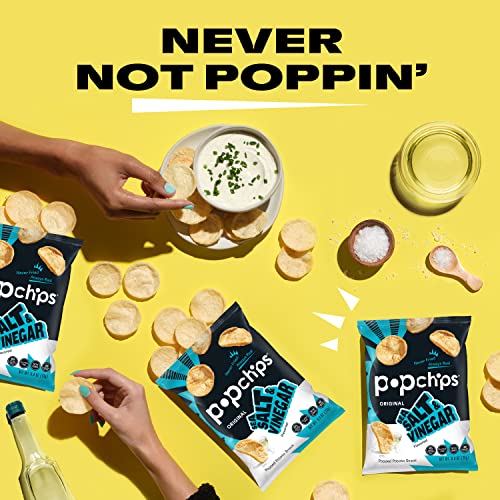 Popchips Potato Chips, Sea Salt & Vinegar, 12ct Single Serve 0.8oz Bags