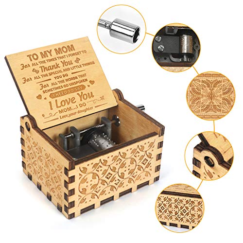 Music Box Hand Crank Engraved Musical BoxU R My Sunshine Mechanism