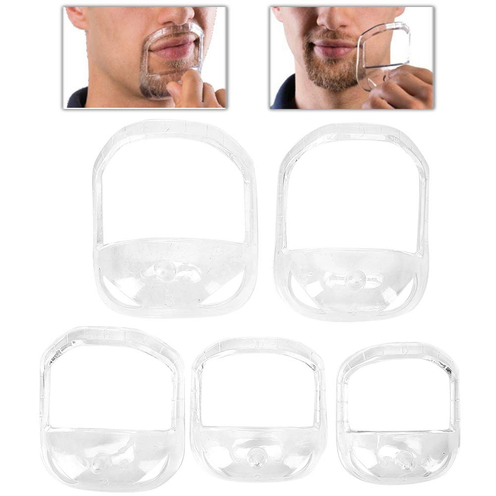 Professional Mustache Shaping Tool, Beard Shaper Fashion Goatee Shaving Beard Shaving Template for Men 5 Sizes Set (White)
