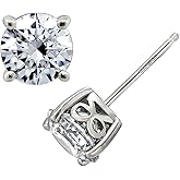 Amazon Essentials Yellow Gold Plated, Platinum or Rose Gold Plated Sterling Silver Infinite Elements Cubic Zirconia Stud Earrings | White, Blue, Green, or Pink Cubic Zirconia