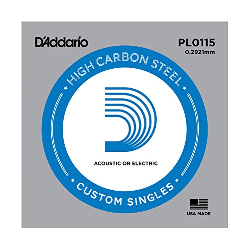 DAddario PL0115 0.0115 Plain Steel Single String for Guitar