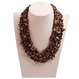 GEM-inside Gemstone Necklace Yellow Tiger Eye Beads Chips Charm Fashion Bohemia Statement Hyperbole Bib Stand String Beaded Necklace Crystal Unisex 18-21 Inches