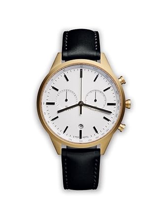 C41 Swiss Quartz Stainless Steel and Black Leather Watch