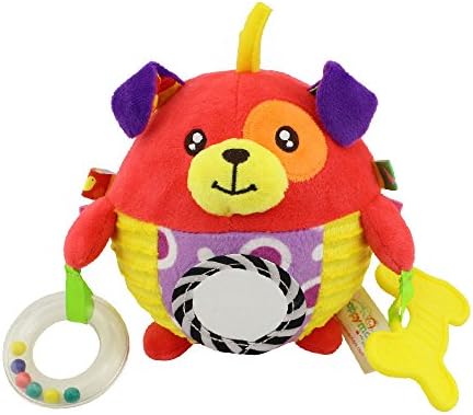 Infant Animal Hand-bells Rattles Ball Toys, Godr Baby Development Activity Teether Beads Mirror Stroller&Crib Toys for New-born Toddler Girls and Boys (Red Puppy)