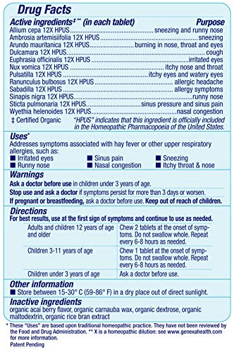 Genexa Allergy-D | Certified Organic & Non-GMO, Physician Formulated, homeopathic | Multi-Symptom Allergy Relief Medicine | 180 Tablets (3 Pack) - Thumbnail 7
