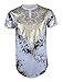 SCREENSHOTBRAND-730 Mens Hipster Hip-Hop Premium Tees - Stylish Longline Side Zipper Fashion T-Shirt Dashiki Gold Print - White - Large