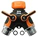 ALPHA HOME AHP 2-Way Garden Hose Connector Y Valve Splitter with Arthritis Friendly Comfort Grip and 2 (+1) Rubber Washers - Fits Outdoor Faucets, Sprinkler & Drip Irrigation Systems
