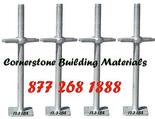 4 Scaffold Screw Jack Galvanized 24" X 1-3/8" with A Large Wing Nut for Adjust Scaffolding Frames