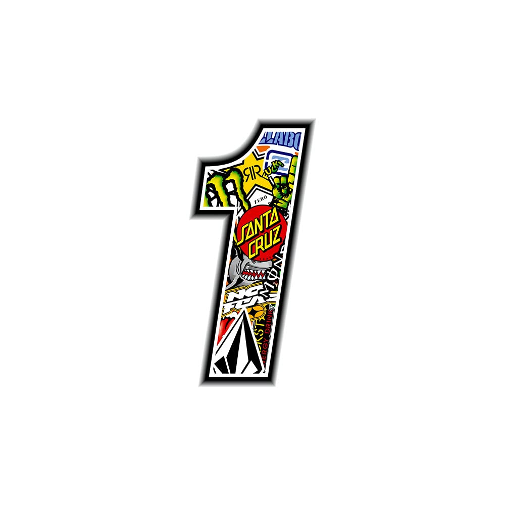Racing Number 1, Sticker Bomb, 10 x 7.5 cm