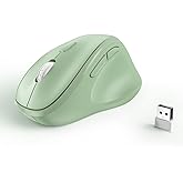 Ergonomic Wireless Mouse with USB Receiver for PC Computer, Laptop and Desktop, Ergo Vertical Mouse with Silent Clicks Long Battery Life, Up to 1600 DPI & 1 AA Battery Powered, Green
