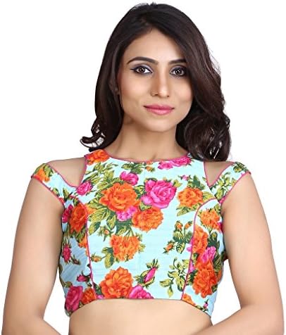 Jaipur Kala Kendra Women's Black Bhagalpuri Silk Stitched Wedding Bridal Saree Blouse Crop Top