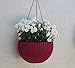 TABOR TOOLS Self-Watering Hanging Planter for Indoor-Outdoor. Wicker-Design, 10 Inch Diameter Plastic Weave Basket with Water Level Indicator Gauge. TB703A. (Red - Burgundy)