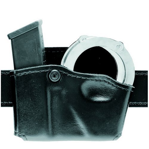 Safariland 573 Glock 17 22 Open Top Paddle Magazine Pouch with Handcuff Case (STX Basketweave Black, Right Hand)