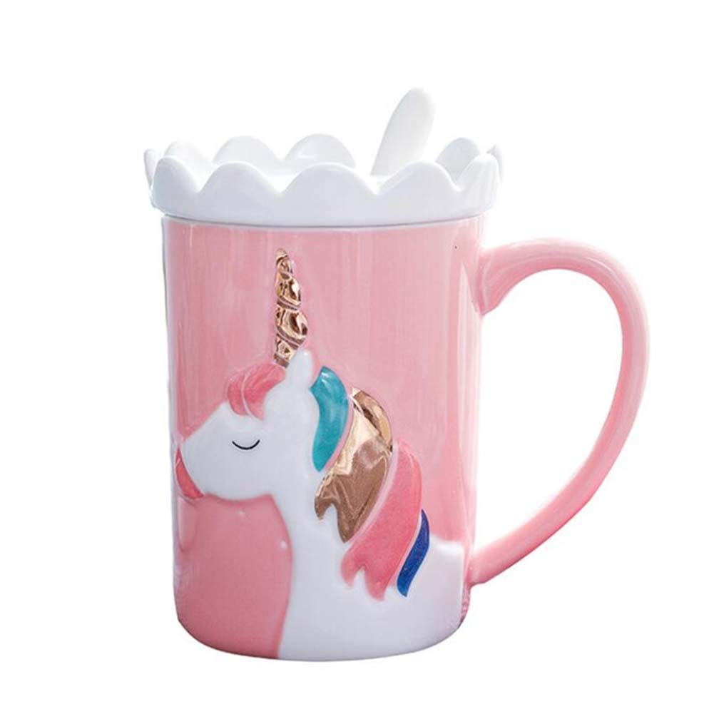 Kelynn Cute 3d Unicorn Mug Coffee Tea Cup With Spoon Ceramic Travel Mug With Lid And Handle For Woman Unique Home Office 11 8oz Coffee Tea Mug Pink Teacups Cjp Org In