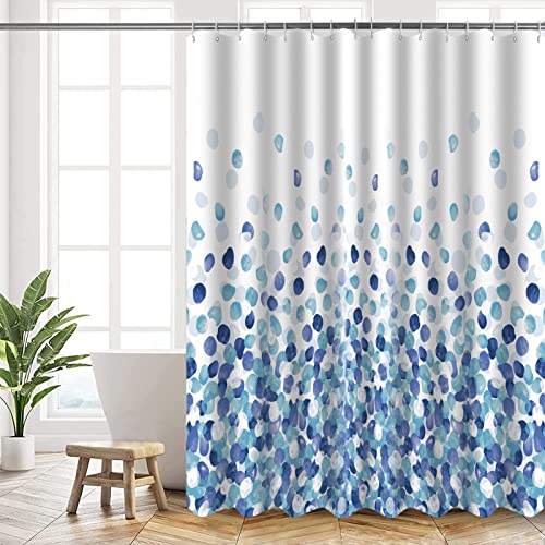 HANFU Shower Curtain 180 x 200 cm, Washable Polyester Shower Curtain, Quick Dry Shower Curtains with 12 Hooks, Bath Curtain for Home Hotel, Weighted Hem, Blue Bubbles Pattern