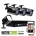 Anni 4CH DVR 960H Video CCTV Security System 4PCS 1500TVL Weatherproof Outdoor Cameras Surveillance Kit, Free iOS Android APP, Motion Detection Email Alert, IR Night Vision 65FT, NO Hard Drive