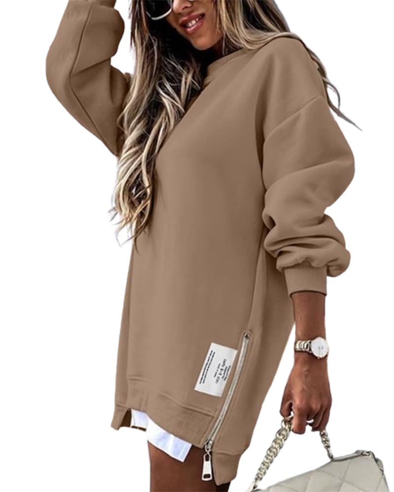 Photo 1 of *********READ CLERK NOTES**********  
CHICME Womens Long Sleeve Sweatshirt Oversized Sweatshirts Pullover Winter Fall Outfits Fashion Brown-S