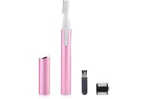 LAIKME Electric Eyebrow Trimmer for Women, Facial Hair Razor Removal for Men, Mini Epilator for Bikini, Remover for Face, Chin, Peach Puzz, Lips, Body, Arms, Legs, Battery Operated (Pink)