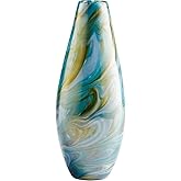 Cyan Design Small Chalcedony Vase Vases & Planters, Blue Gold Swirl