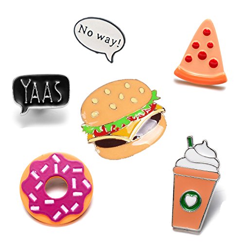 Cartoon enamel ice cream hamburgers food coffee pin set brooches …