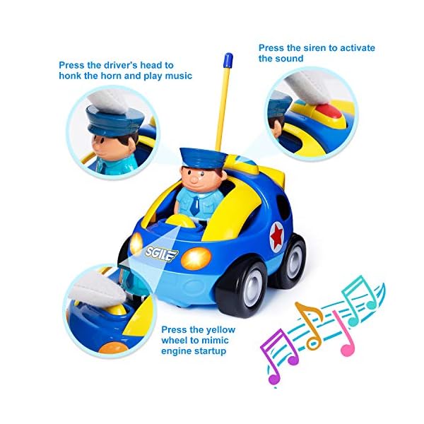 SGILE Remote Control Car for Toddlers with Sound and Light, RC Police Car Toys Birthday Gift Present for 18 Month+ Year…