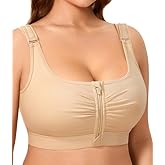 BRABIC Wireless Zip Front Closure Bras for Women No Underwire Full Coverage Comfort Everyday Post Surgery Compression Bra