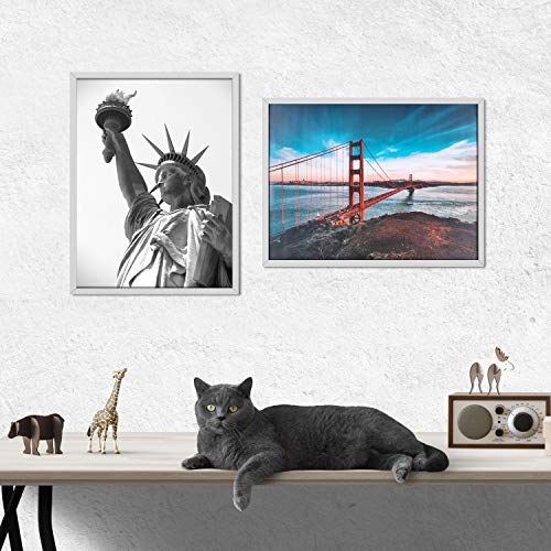 image for ONE WALL Tempered Glass 18x24 Poster Frame, White Wood Photo Picture F