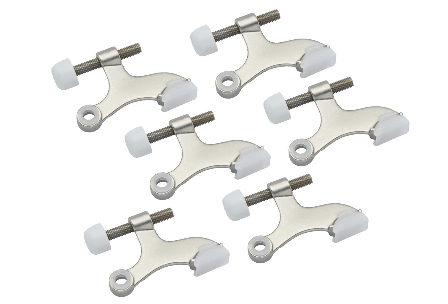 QCAA Hinge Pin Door Stopper, Zinc Die Cast, Satin Nickel, Made in Taiwan, 6 Pack