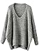 ROMWE Women's Basic Long Sleeve V-Neck Knit Loose Casual Oversized Sweater