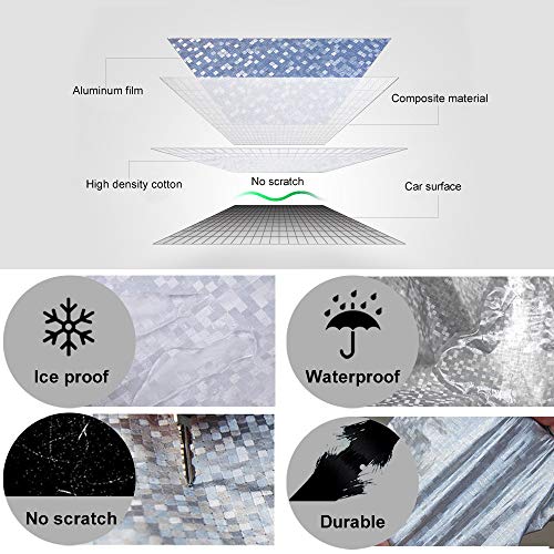 MOVINPE Car Rear Windshield Snow Cover, Rear Windscreen Ice Cover with Magnets, Flaps, Wheels Straps, Universal for Most Cars, SUV, Trucks, Vans