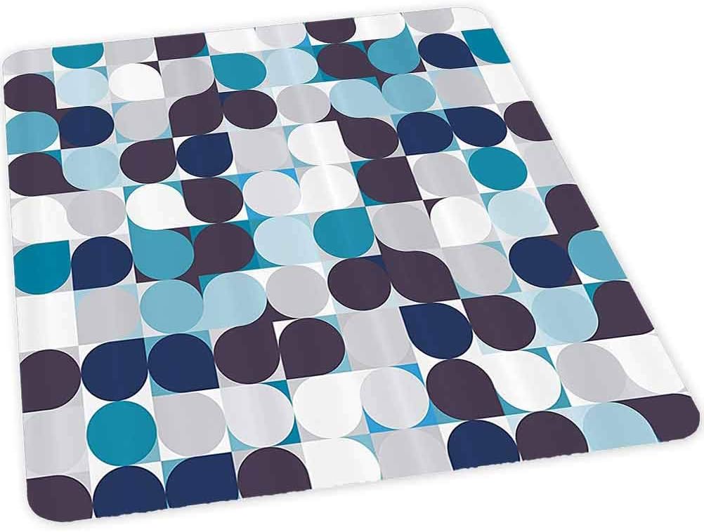 Computer Chair mat, Retro Inner Circles Pattern with Squares Mosaic Style Old Fashion Print, 35" x 47" Office Chair Cushion mat for Hardwood Floors : Office Products