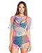 iHeartRaves Tie Dye Mesh Top Women Oversized Sheer Tee Shirt for Raves and Music Festivals (Rainbow, Small)