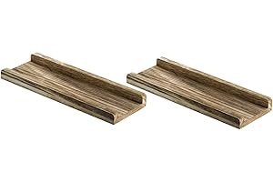 MINAOLULUS 2Pcs Rustic Wooden Wall-Mounted Storage Boards Decorative Display Shelves for Home Kitchen Bathroom