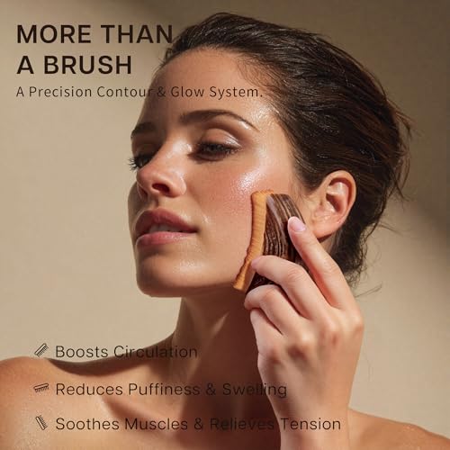 VRAIKO Lymphatic Contour Face Brush, V-Shape Lymphatic Drainage Massager Contour Brush, Ergonomic Design to Precisely Fit Facial Curves, Reduce Fatigue & Awaken Skin