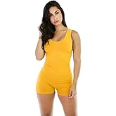 Boolavard Short Romper Jumpsuit Leotard Sleeveless Top Women Stretch BlouseLady Bodysuit