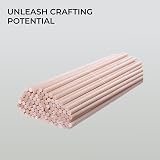 H&S Unfinished Natural Wooden Dowels 100pcs 15cm x 4mm Craft Sticks view 5