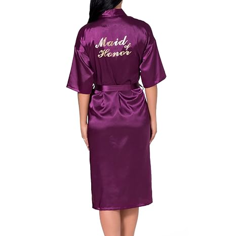 Juleya Lange Satin Personalisierte Hochzeit Robe Brautjungfer Braut Mutter Seide Morgenmantel