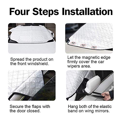 Windshield Sunshade Protector,Lord Eagle Snow Cover with Magnetic Edges Keeps Car Cooler & Snow Off Fits for Most Vehicle - Thumbnail 3